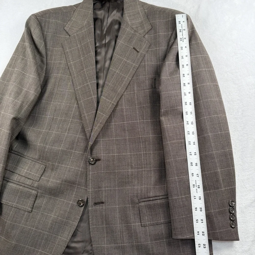 Polo Ralph Lauren Blazer Sport Coat Men's 40S Plaid Windowpane Italy Brown Cream